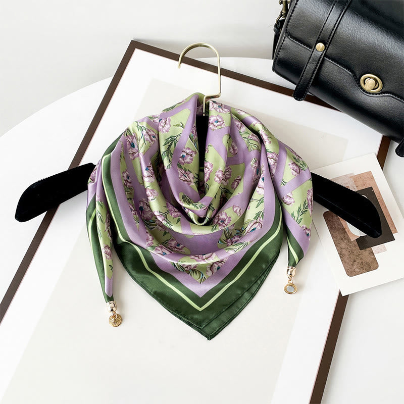 Women's Elegant Retro Art Print Lightweight Square Scarf - Style #9 - image 8