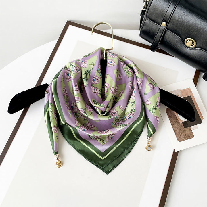Women's Elegant Retro Art Print Lightweight Square Scarf - Style #9 - image 8