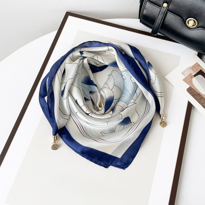 Women's Elegant Retro Art Print Lightweight Square Scarf - Style #19 - image 18