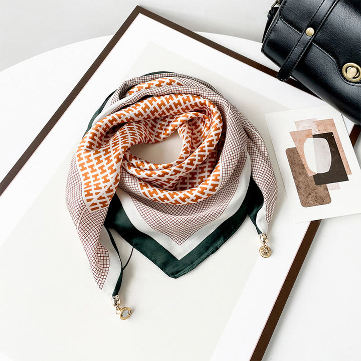 Women's Elegant Retro Art Print Lightweight Square Scarf - Style #6 - image 5