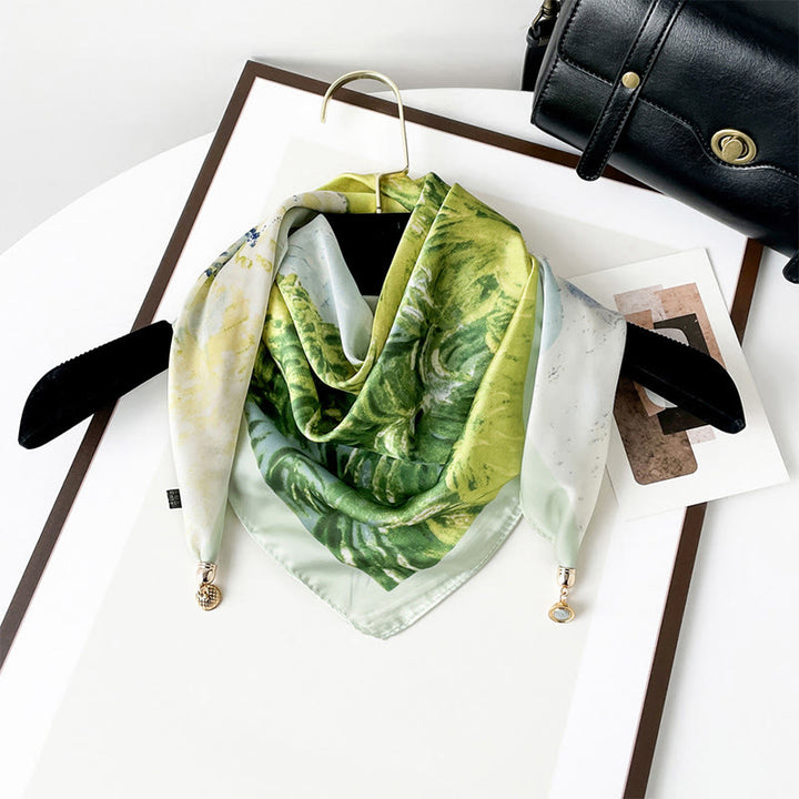 Women's Elegant Retro Art Print Lightweight Square Scarf - Style #3 - image 2