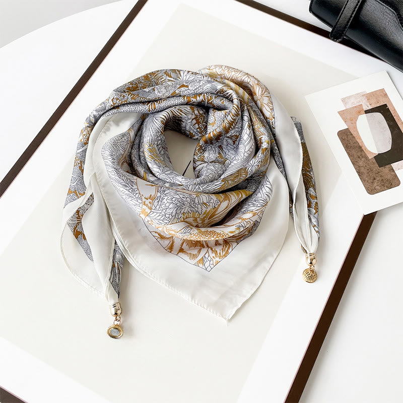 Women's Elegant Retro Art Print Lightweight Square Scarf - Style #2 - image 1