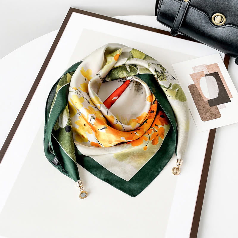 Women's Elegant Retro Art Print Lightweight Square Scarf - Style #18 - image 17