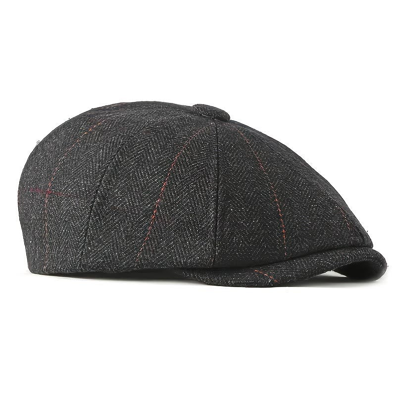Men's Elegant Retro Herringbone Pattern Newsboy Beret Hat - image 4