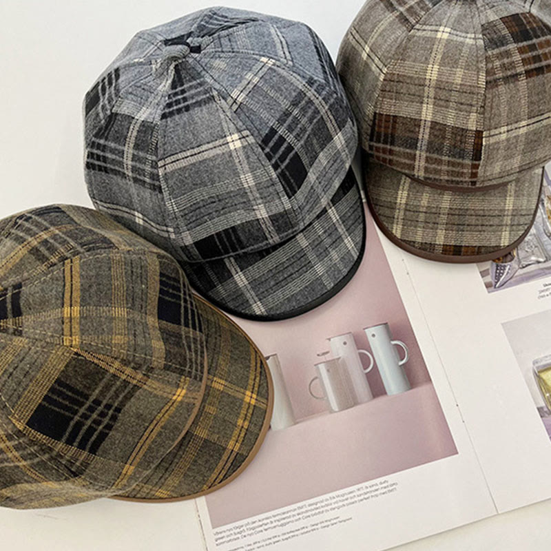 Women's Exquisite Retro Plaid Newsboy Beret Hat - image 10