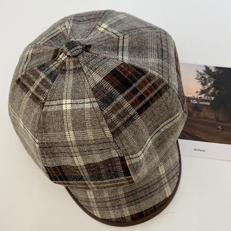 Women's Exquisite Retro Plaid Newsboy Beret Hat - image 1