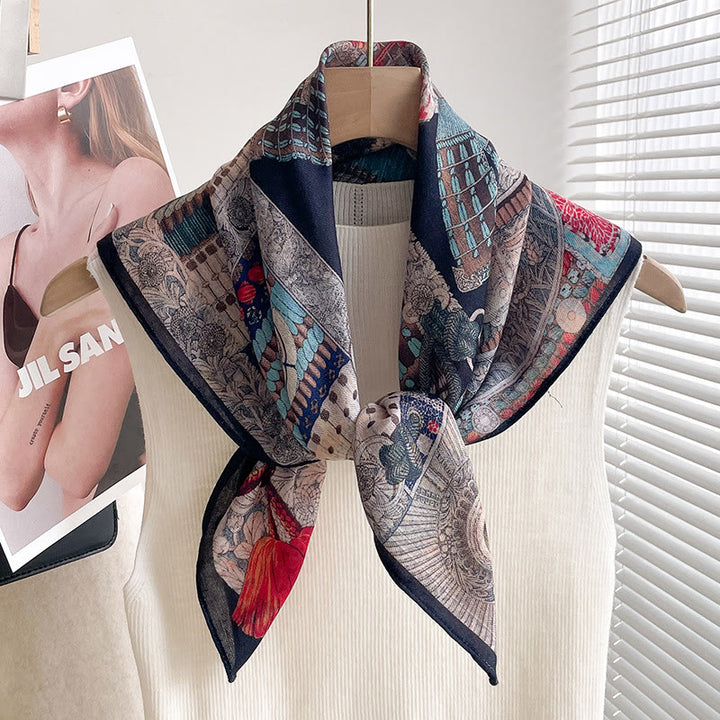 Women's Rich Printed Multi-Style Thin Square Scarf - Style #1 - image 0