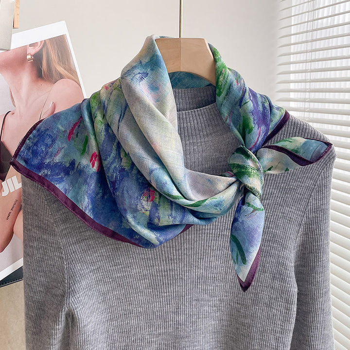 Women's Rich Printed Multi-Style Thin Square Scarf - Style #4 - image 3