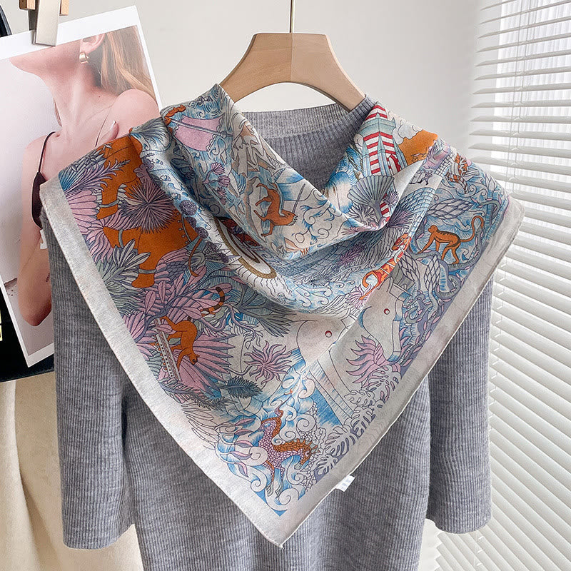Women's Rich Printed Multi-Style Thin Square Scarf - Style #16 - image 15