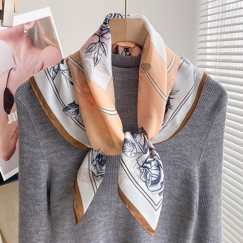 Women's Rich Printed Multi-Style Thin Square Scarf - Style #6 - image 5