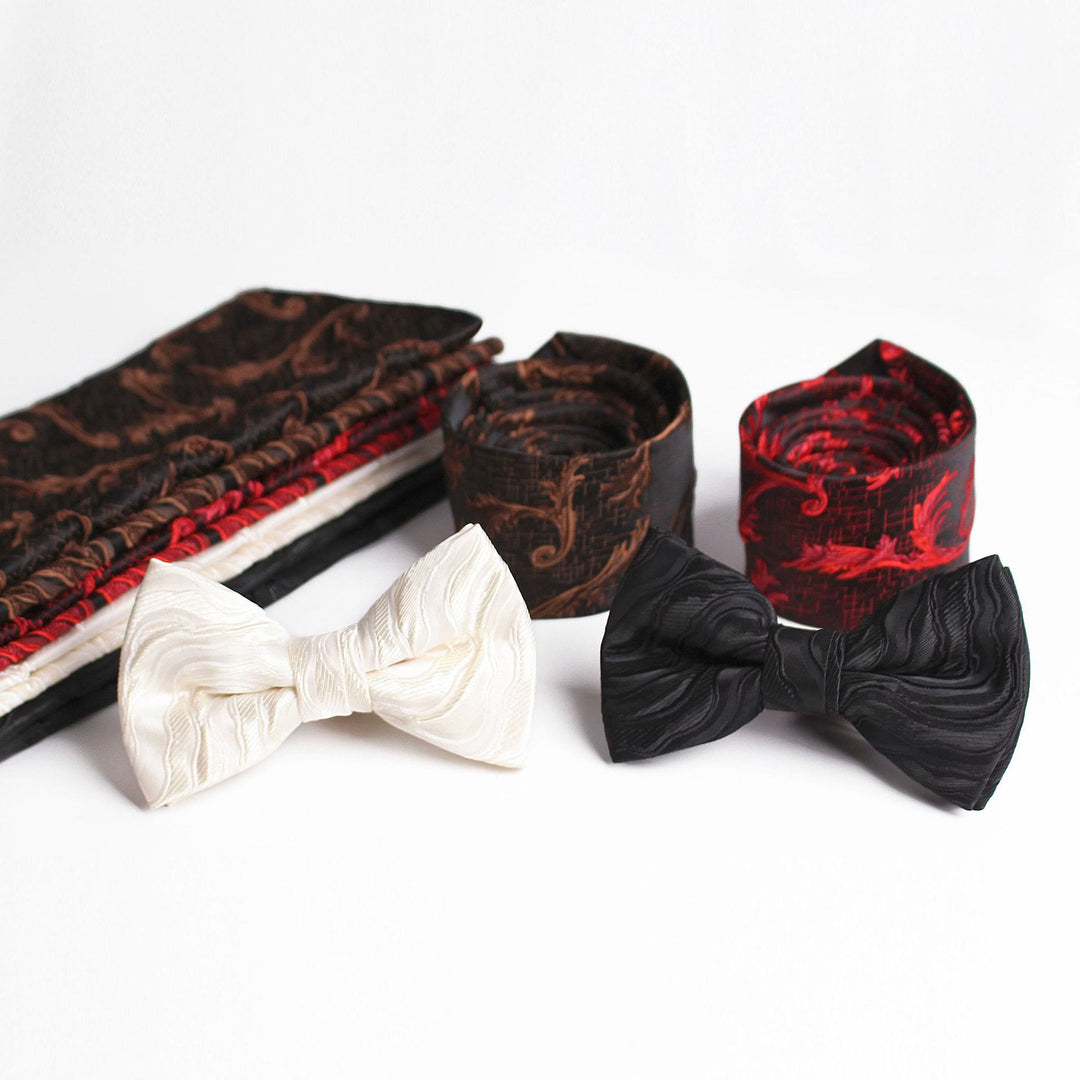 Men's Elegant Printed Formal Necktie Bow Tie Pocket Square - image 0