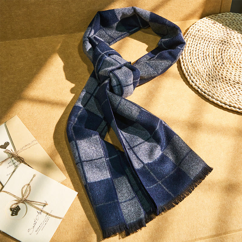 Men's Classic Plaid Tassel Warm Scarf - image 0