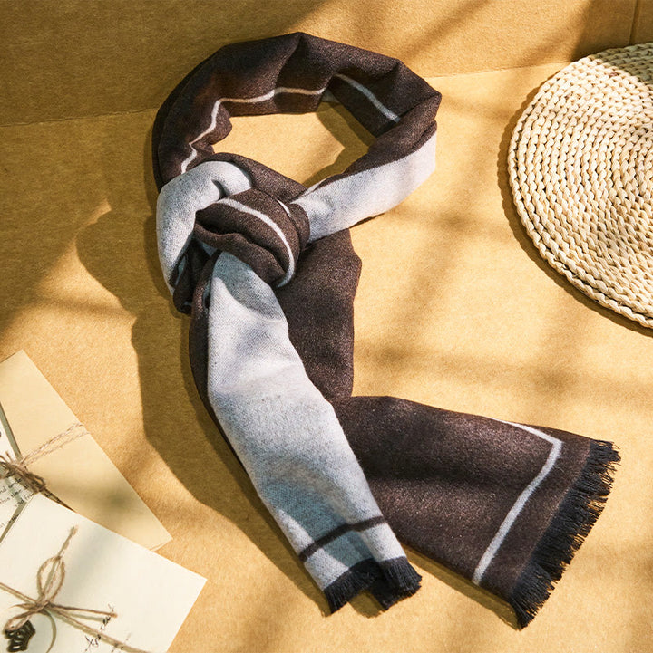 Men's Classic Striped Accent Warm Tassel Scarf - image 2