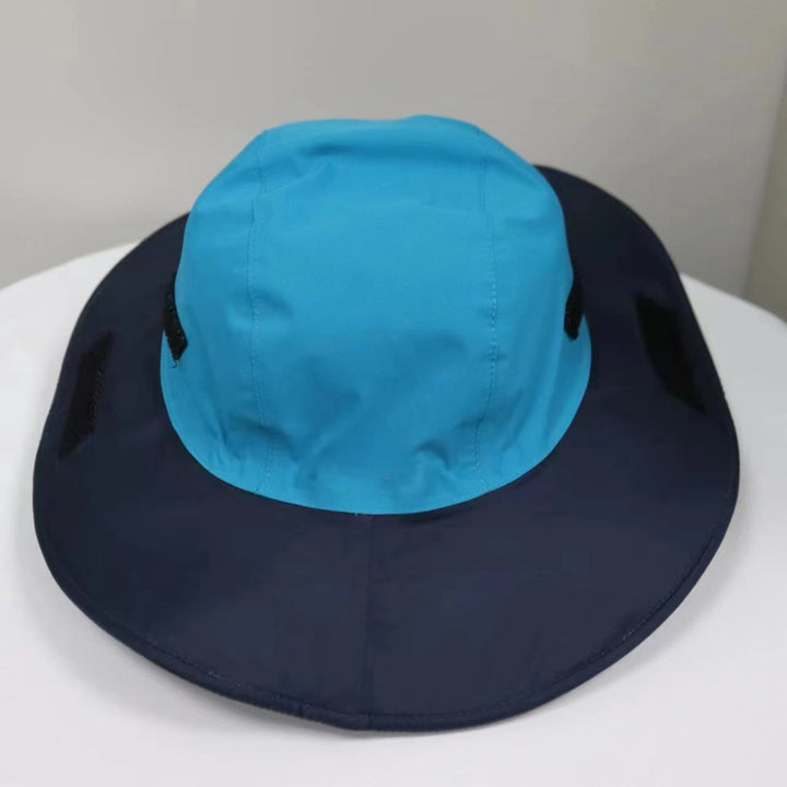Outdoor Waterproof Sunscreen Breathable Color Blocked Fisherman Hat - Sky Blue - Adjustable (About 21 5/8"-23 1/4") - image 8