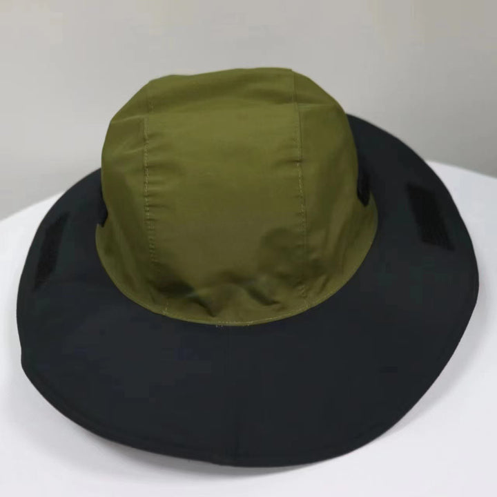Outdoor Waterproof Sunscreen Breathable Color Blocked Fisherman Hat - Army Green - Adjustable (About 21 5/8"-23 1/4") - image 10