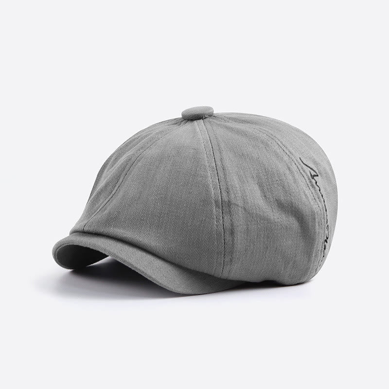Men's Sleek Retro Embroidered Detail Newsboy Beret Hat - Grey - Adjustable (22-23 5/8") - image 2