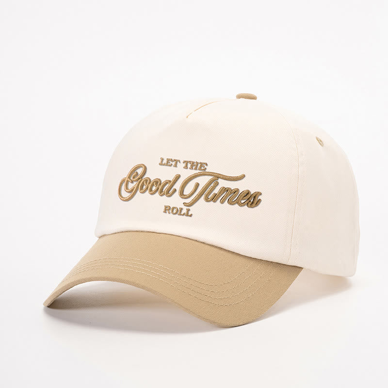 Let the Good Times Roll Two-Tone Embroidered Baseball Cap - Off-white with dark khaki - M (22-22 7/8") - image 0
