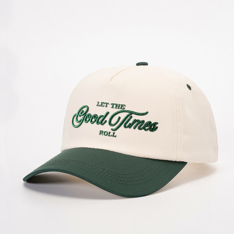 Let the Good Times Roll Two-Tone Embroidered Baseball Cap - off-white with dark green - M (22-22 7/8") - image 4
