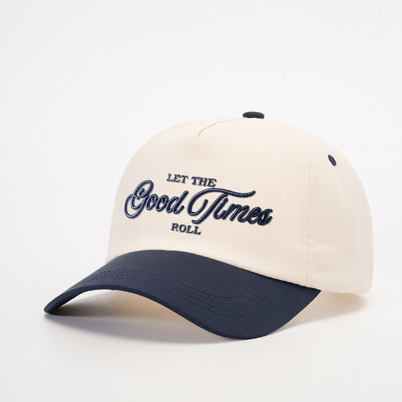 Let the Good Times Roll Two-Tone Embroidered Baseball Cap - off-white with navy blue - M (22-22 7/8") - image 5
