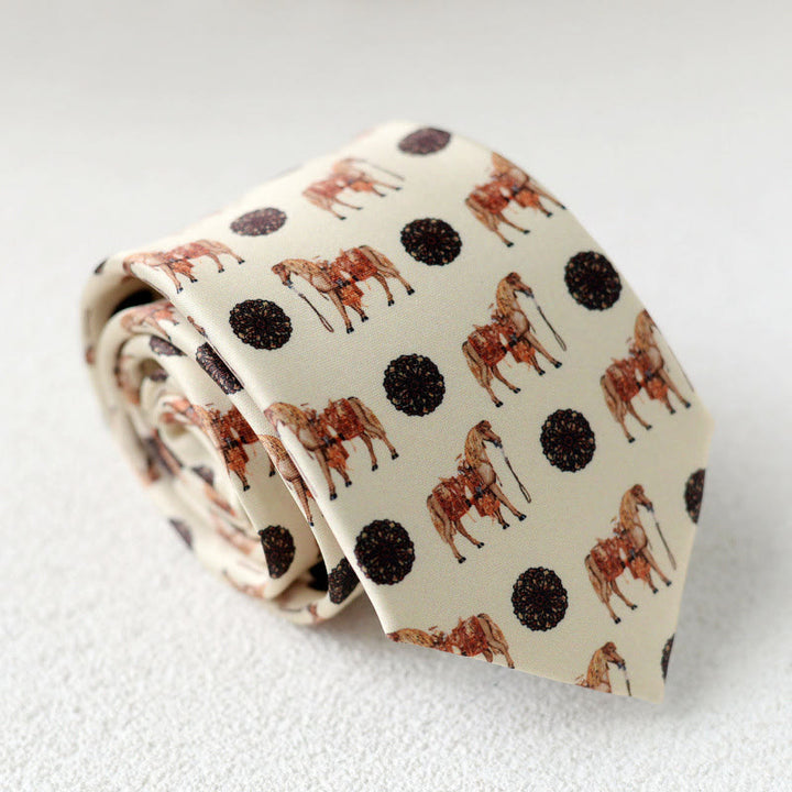 Men's Personalized Horse Printed Hand-Tie Green Necktie - Style #9 - image 11