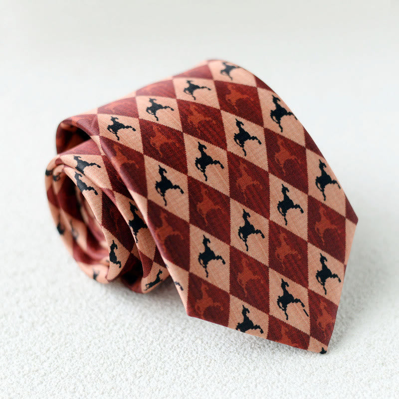 Men's Personalized Horse Printed Hand-Tie Green Necktie - Style #14 - image 16