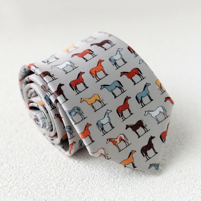 Men's Personalized Horse Printed Hand-Tie Green Necktie - Style #12 - image 14