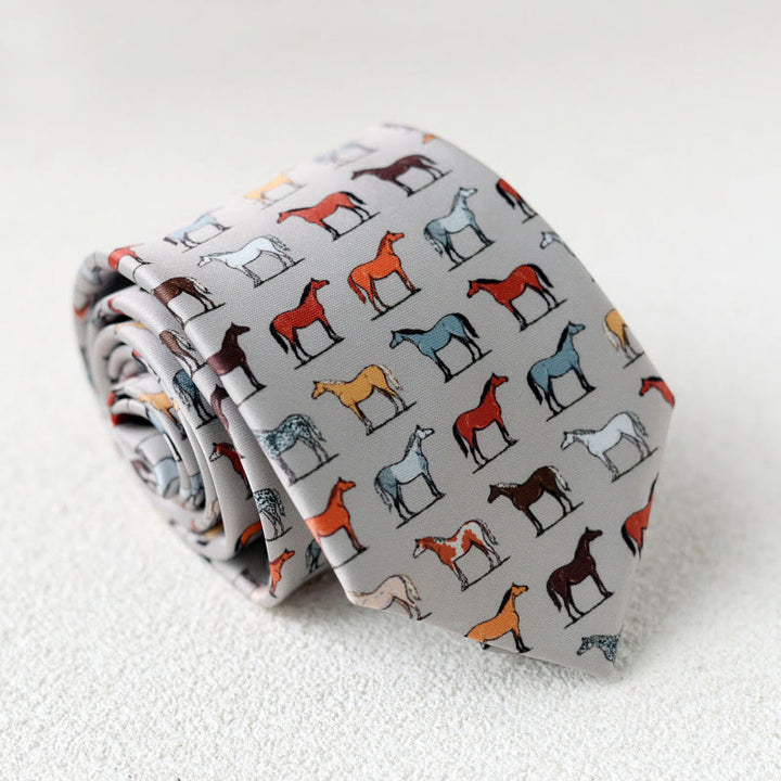 Men's Personalized Horse Printed Hand-Tie Green Necktie - Style #12 - image 14