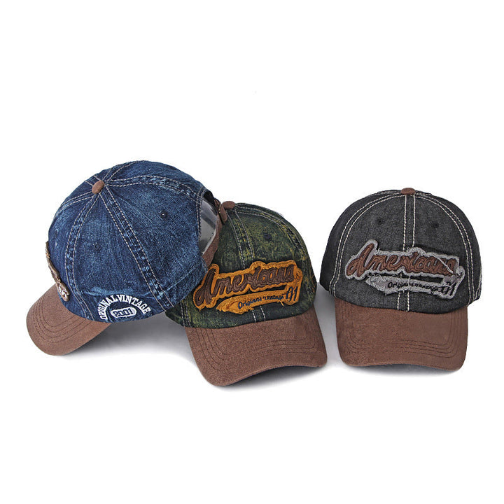 Vintage Distressed Denim & Suede Patchwork Baseball Cap - image 4