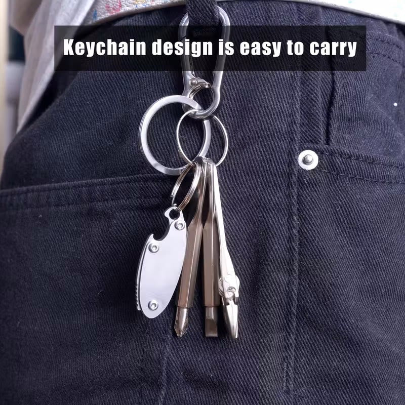 4-In-1 Compact Tool Set Knife Wrench Screwdriver Keychain - image 2