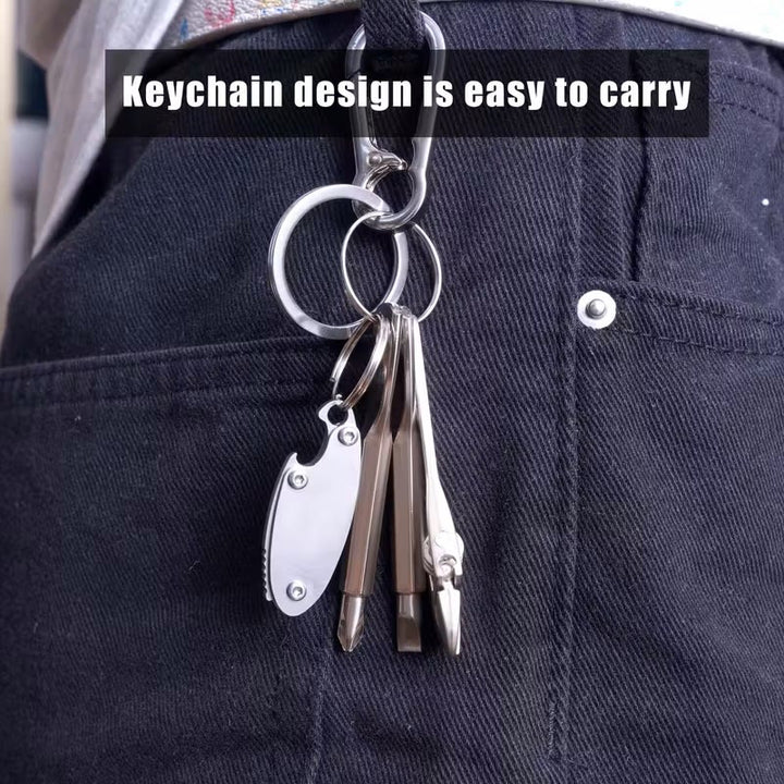 4-In-1 Compact Tool Set Knife Wrench Screwdriver Keychain - image 2