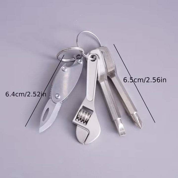 4-In-1 Compact Tool Set Knife Wrench Screwdriver Keychain - image 8