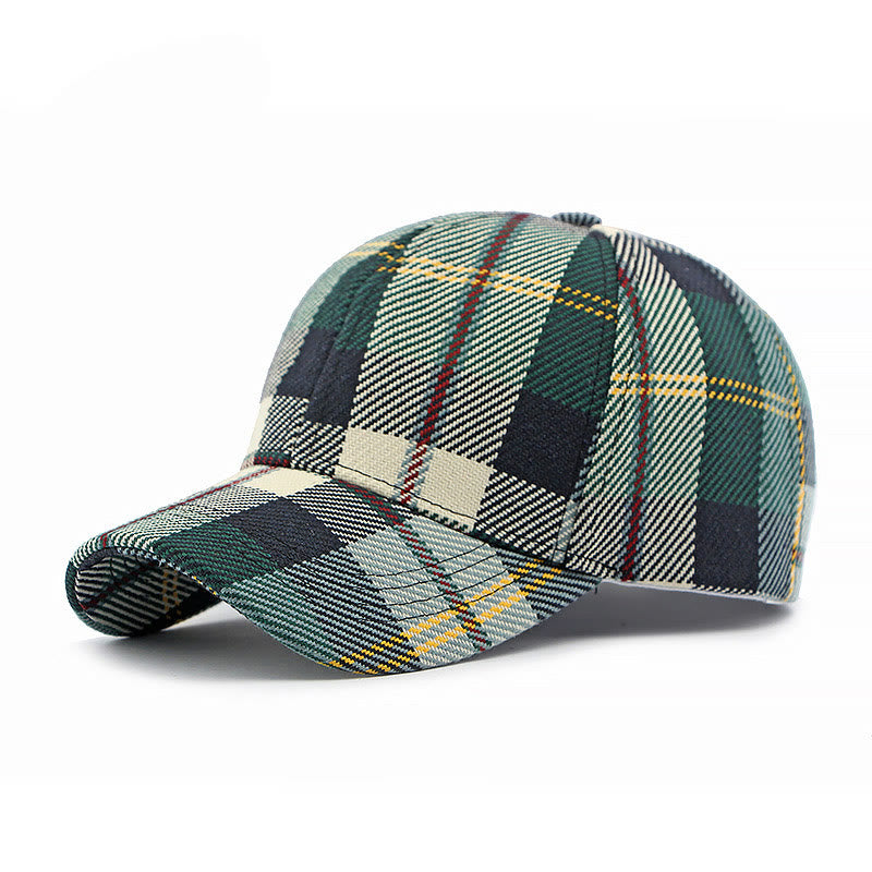 Retro Plaid Pattern Multi-Color Casual Baseball Cap - Green - Adjustable (21 5/8''-23 5/8") - image 5