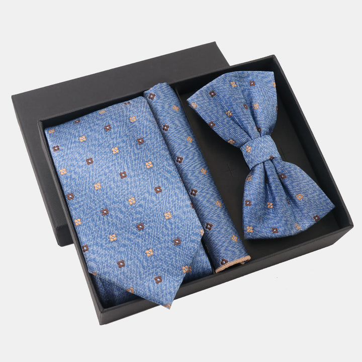 3Pcs Men's Gradient Dot Pattern Necktie Bow Tie And Pocket Square Set - Style #4 - image 6