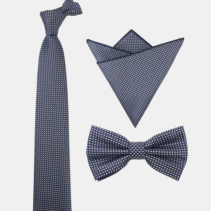 3Pcs Men's Gradient Dot Pattern Necktie Bow Tie And Pocket Square Set - image 3