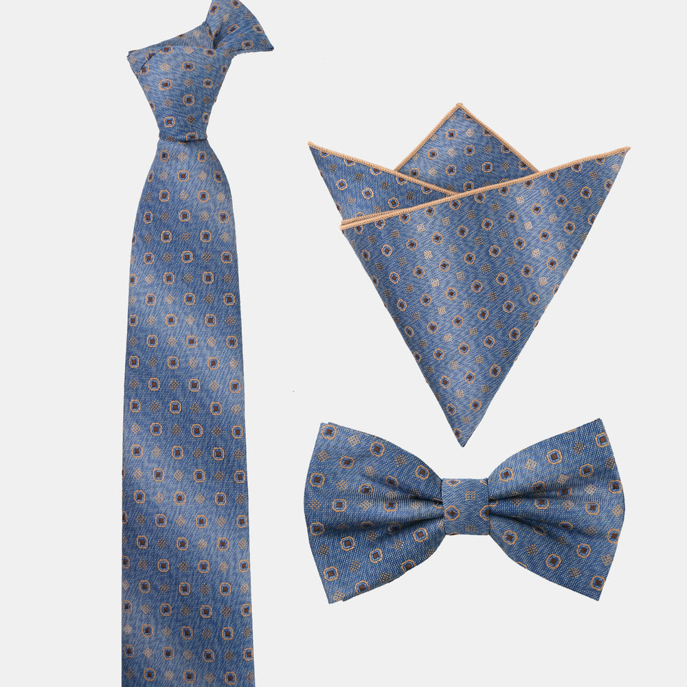 3Pcs Men's Gradient Dot Pattern Necktie Bow Tie And Pocket Square Set - image 1