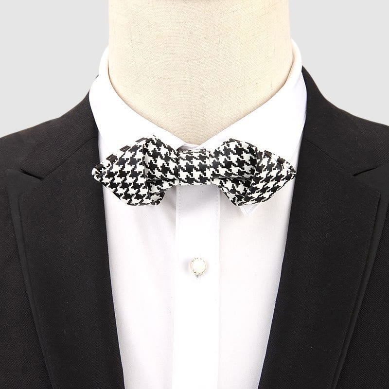 Floral & Ornate Pattern Accents Pointed Leather Bow Tie - image 5