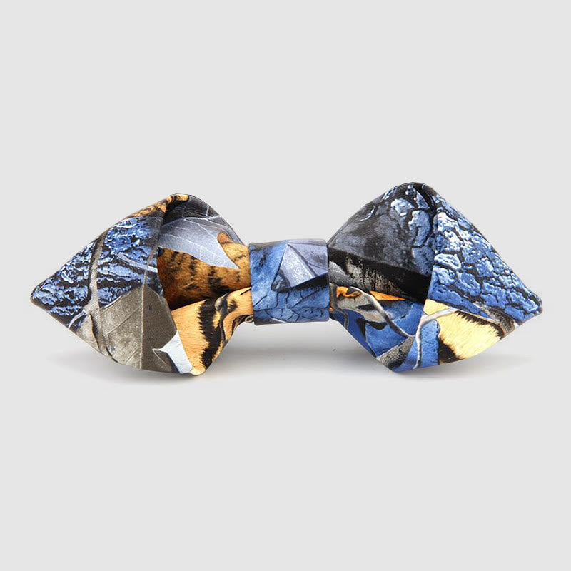 Floral & Ornate Pattern Accents Pointed Leather Bow Tie - Style #13 - image 15