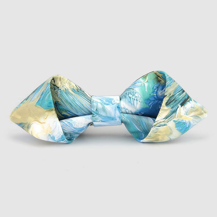 Floral & Ornate Pattern Accents Pointed Leather Bow Tie - Style #7 - image 9