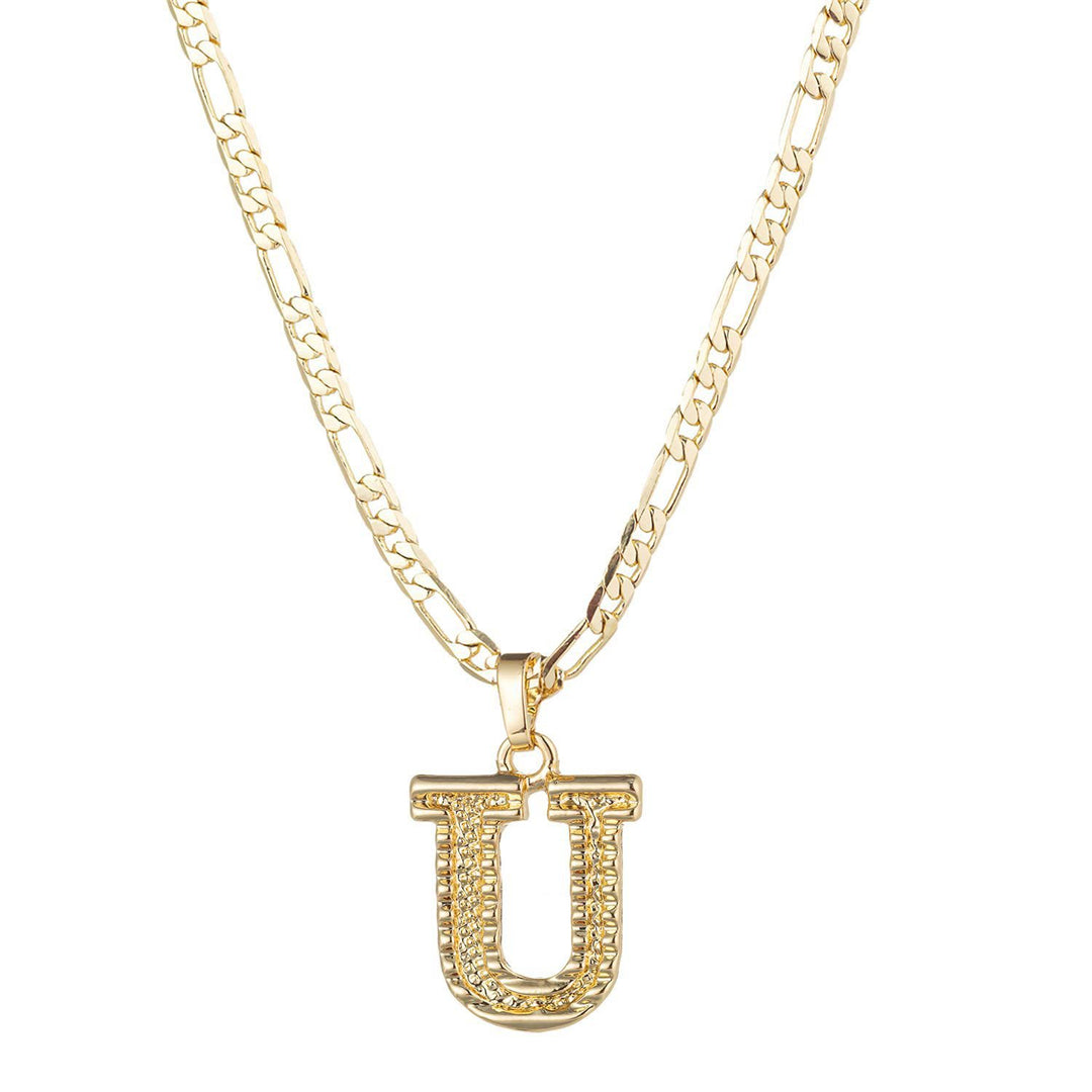Simple & Noble Golden Letter Pendant Necklace - U - image 22