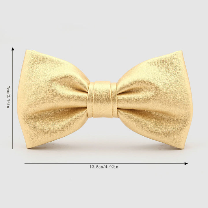 Lustrous Party Solid Color Leather Bow Tie - image 4