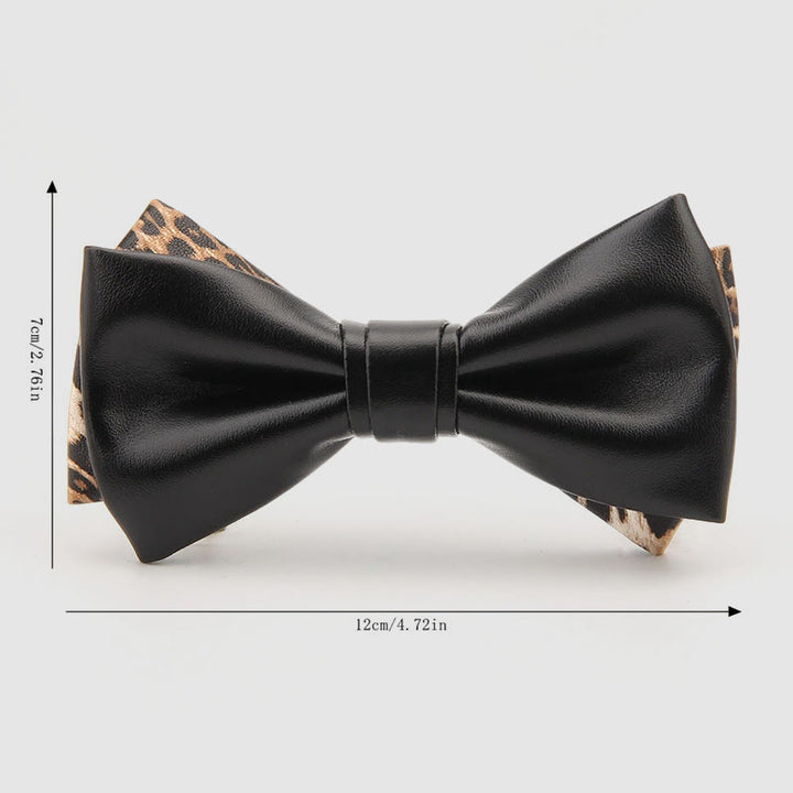 Lustrous Party Solid Color Leather Bow Tie - image 8