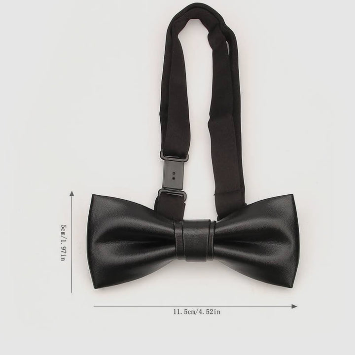 Lustrous Party Solid Color Leather Bow Tie - image 6