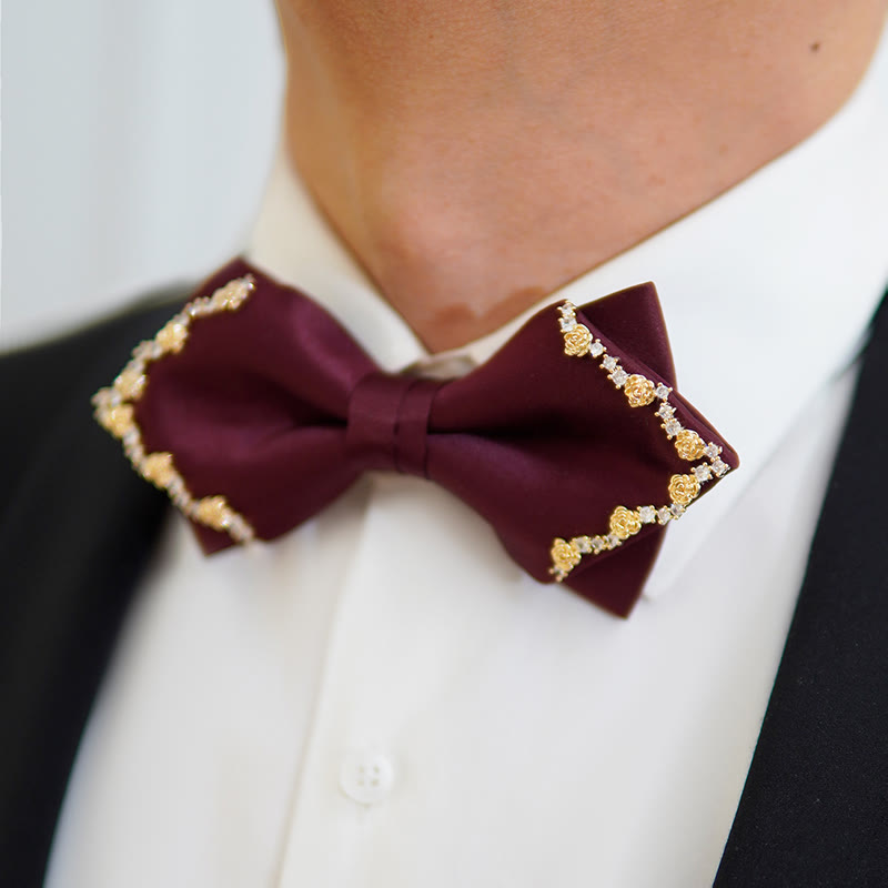 Shining Gilded Rose Edge Double Layers Bow Tie - image 1