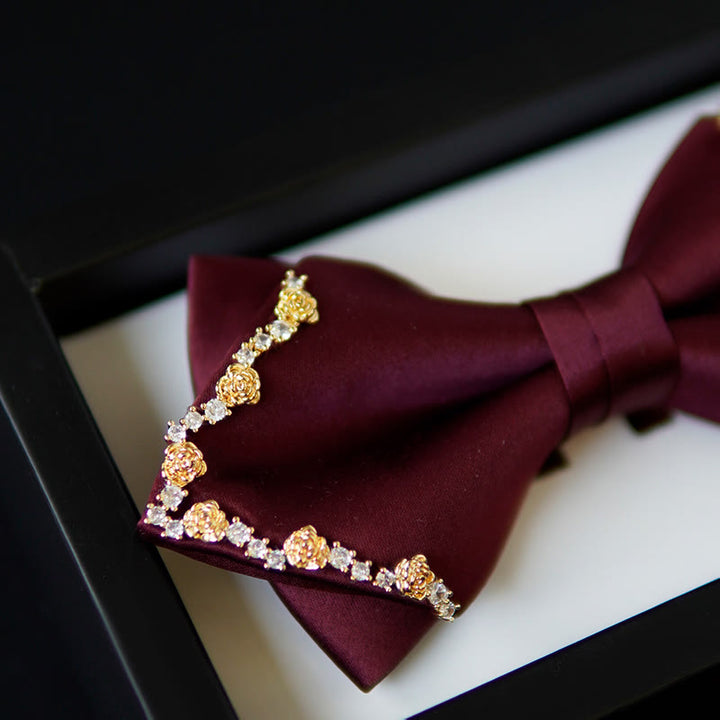 Shining Gilded Rose Edge Double Layers Bow Tie - image 5