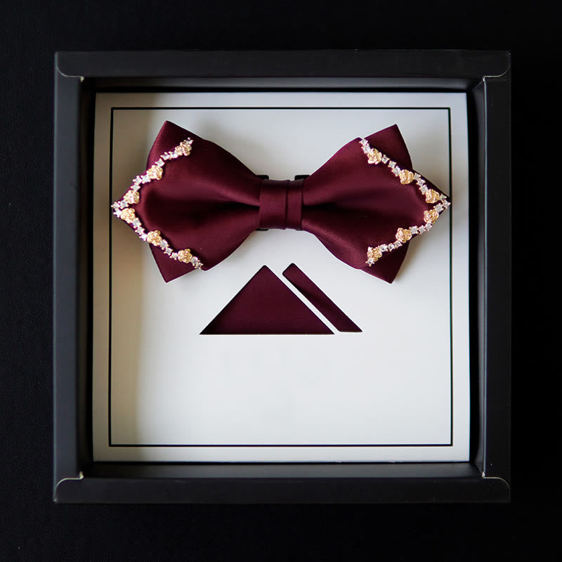 Shining Gilded Rose Edge Double Layers Bow Tie - Bow Tie & Handkerchief - image 7