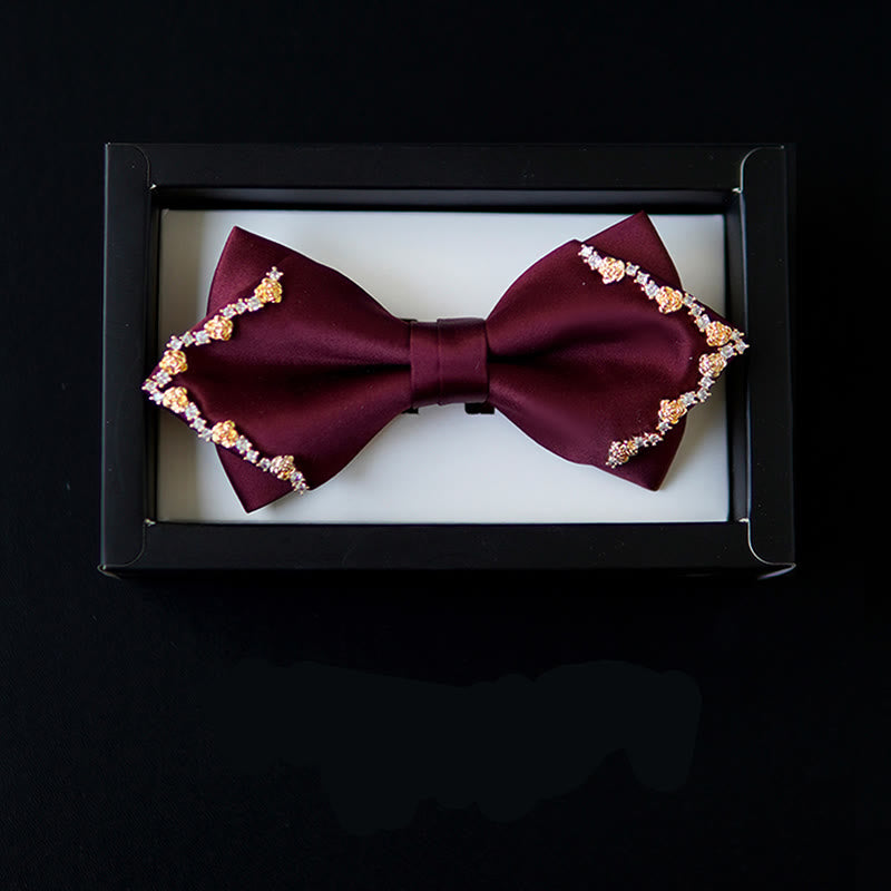 Shining Gilded Rose Edge Double Layers Bow Tie - image 3