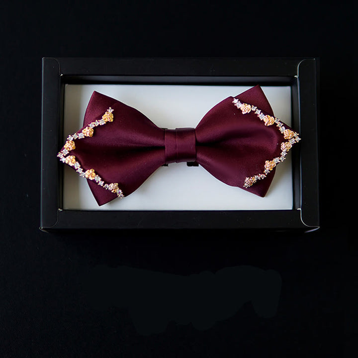 Shining Gilded Rose Edge Double Layers Bow Tie - image 3
