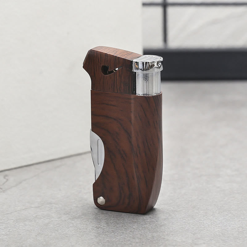 Retro Wood Grain Folding Pipe Metal Butane Lighter - image 1