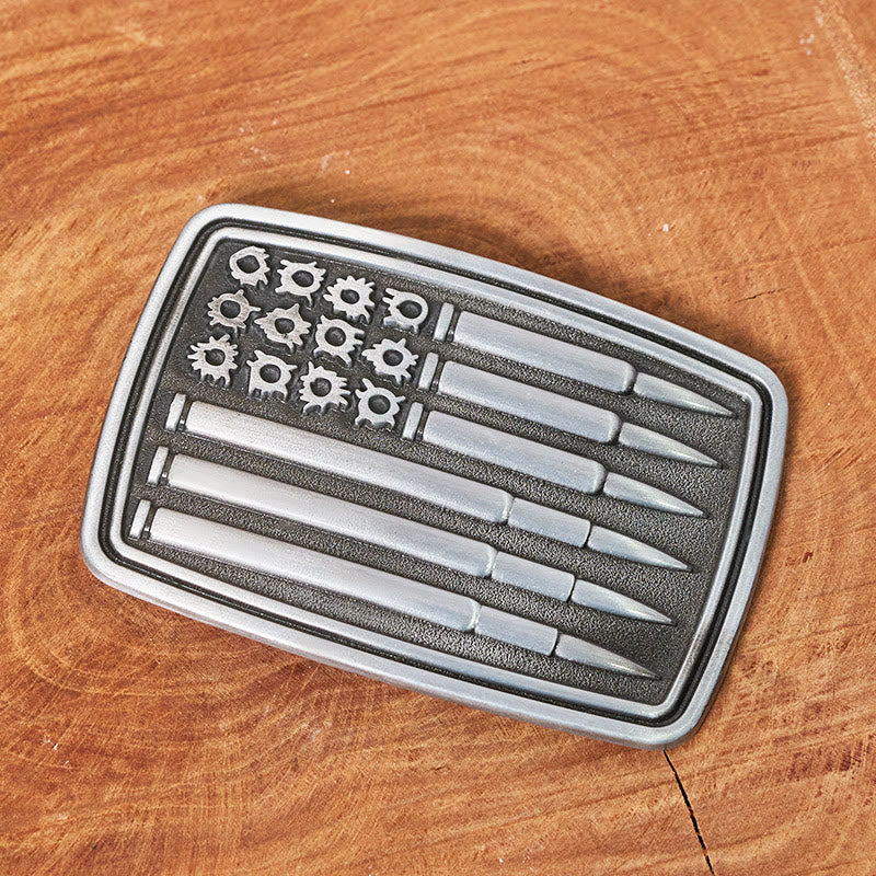 Men's Silver Bullet Rectangular Buckle Leather Belt - image 1