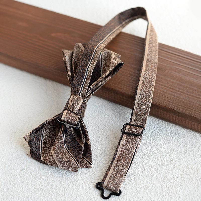 5Pcs Men's Retro Brown Diagonal Print Necktie Set - image 6